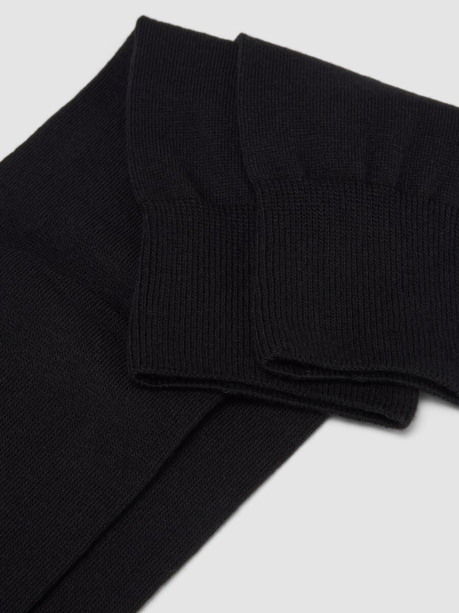 Black long socks in stretch cotton_1