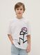 Boy's white pure cotton oversized fit t-shirt with print_0