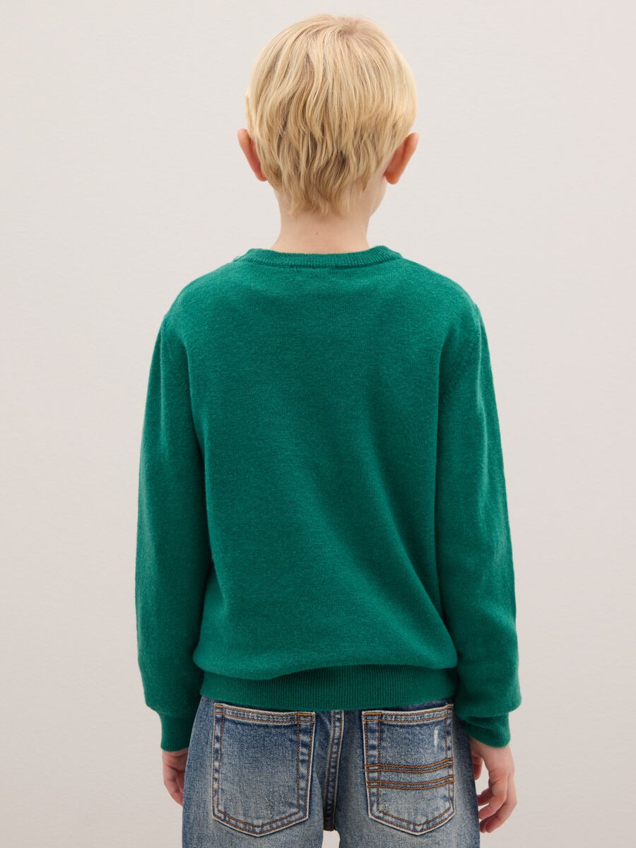 Kids' green pure wool sweater regular fit_1