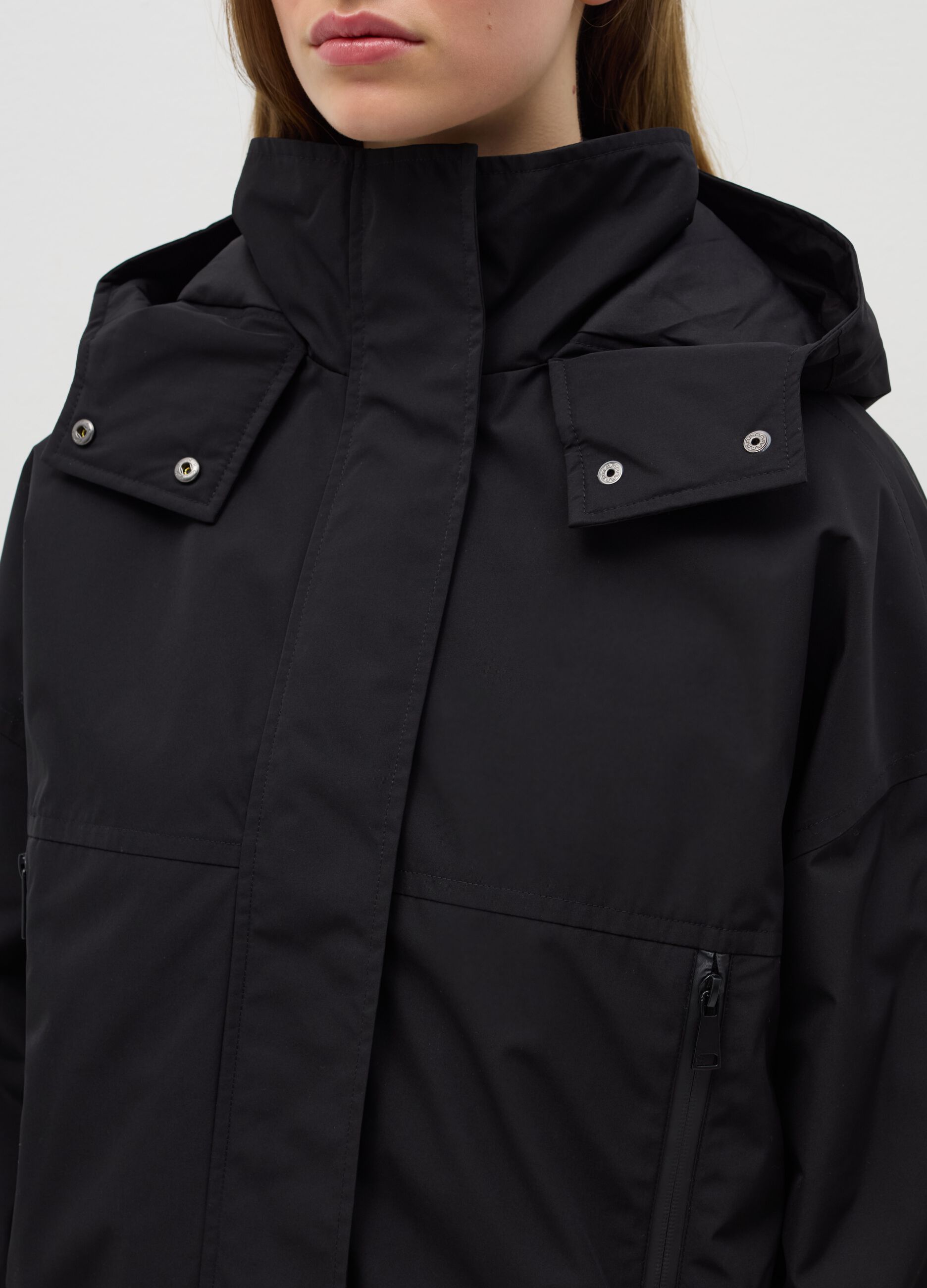 Short padded parka with hood