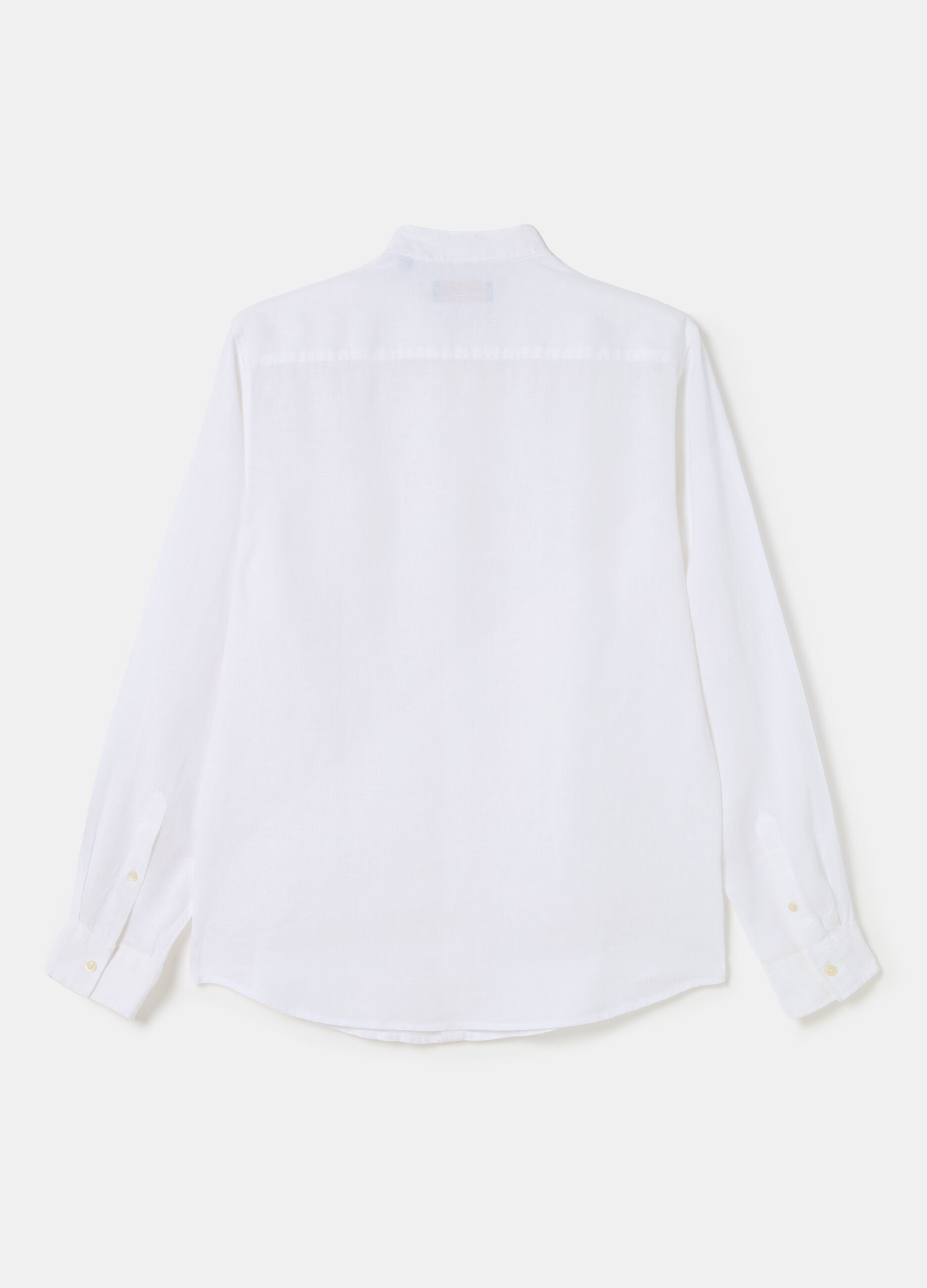 Camicia in lino con collo alla coreana
