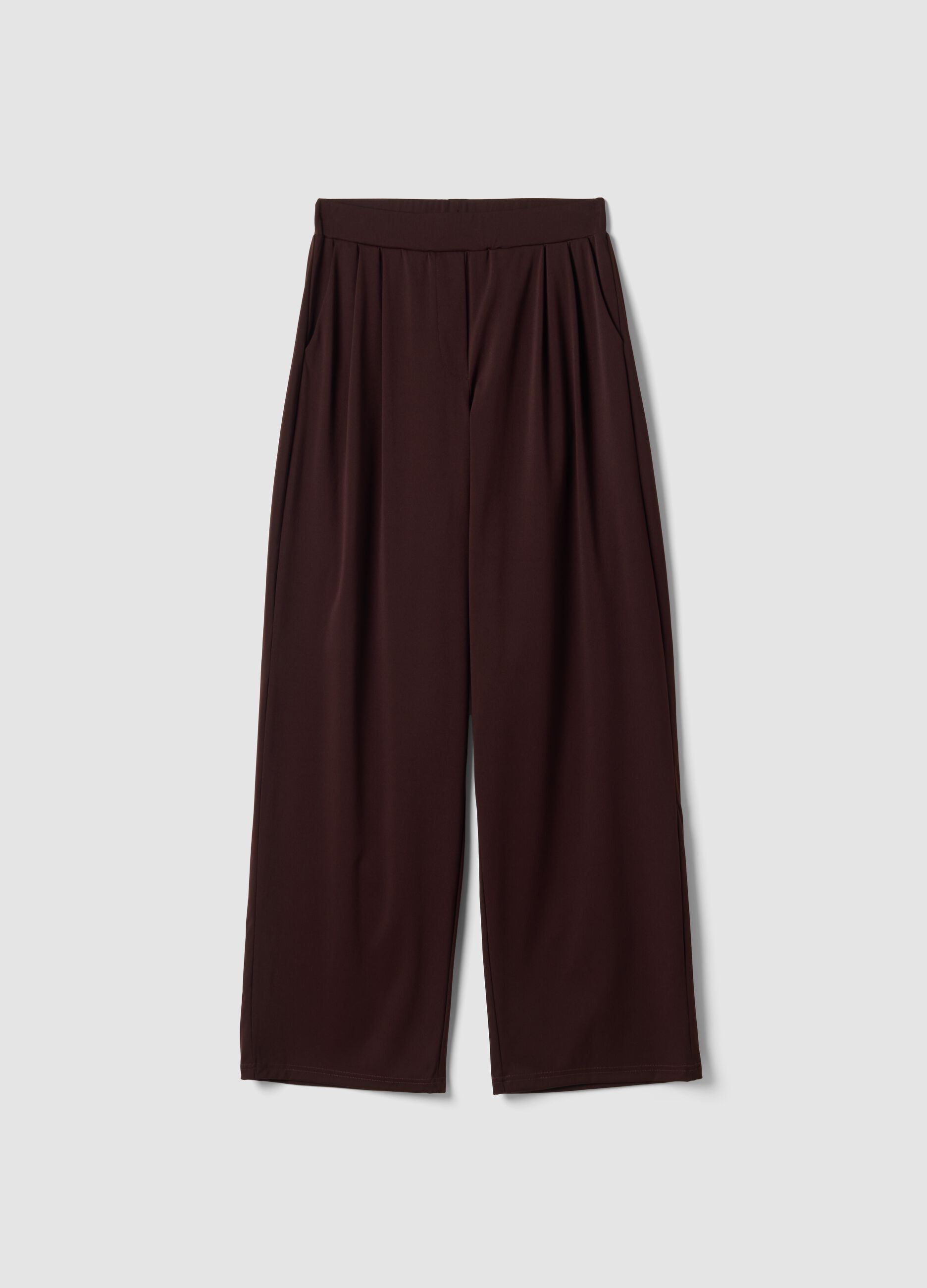 Pantaloni Easy Dry marroni in tessuto elasticizzato wide leg ALTAVIA STUDIO