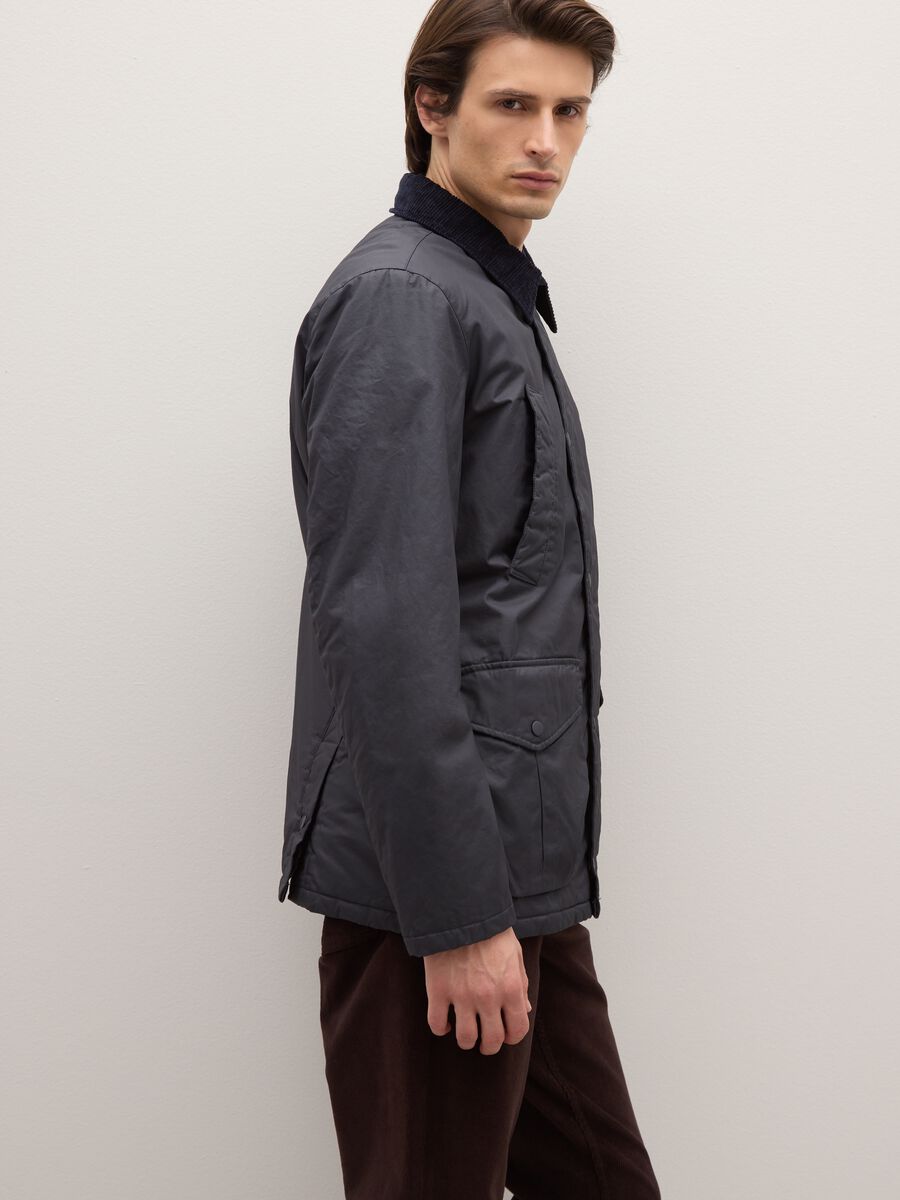 Blue Padded Jacket with Snap Buttons_3