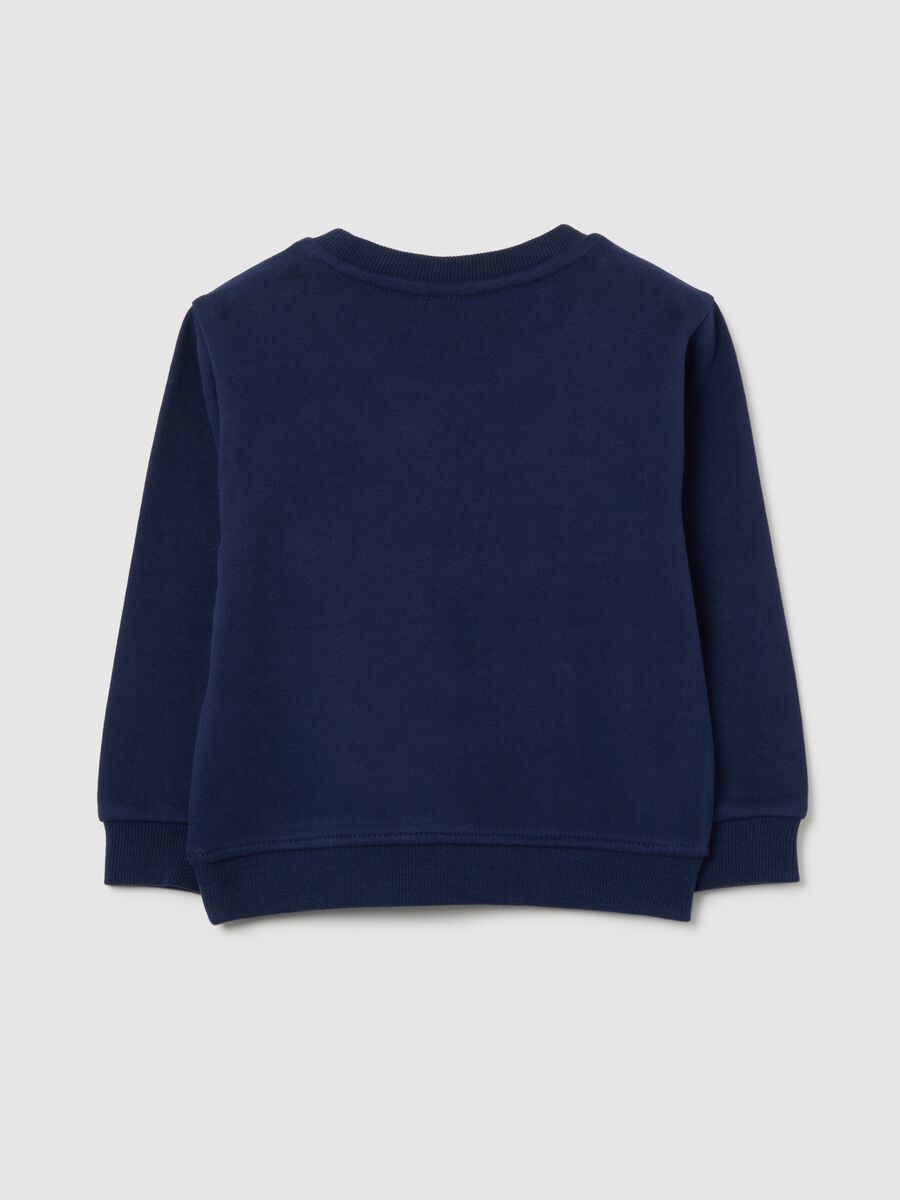 Blue children's sweatshirt in pure cotton with regular fit and Christmas print_1