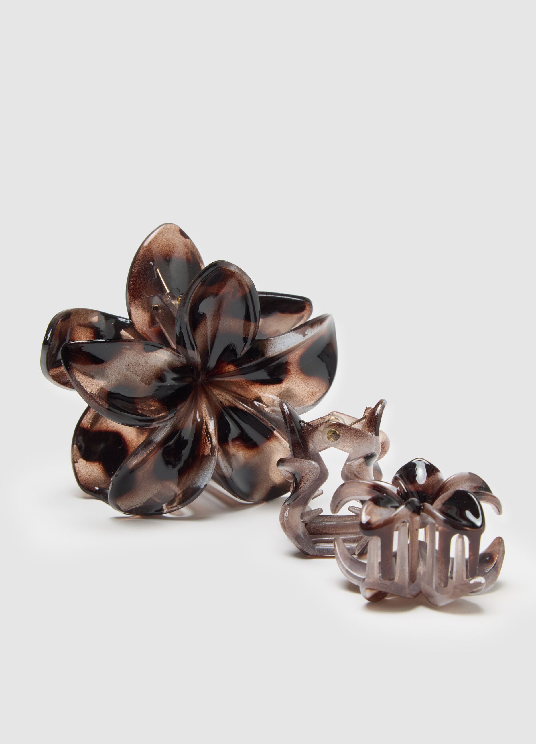 Women's Brown Flower Design Hair Clips