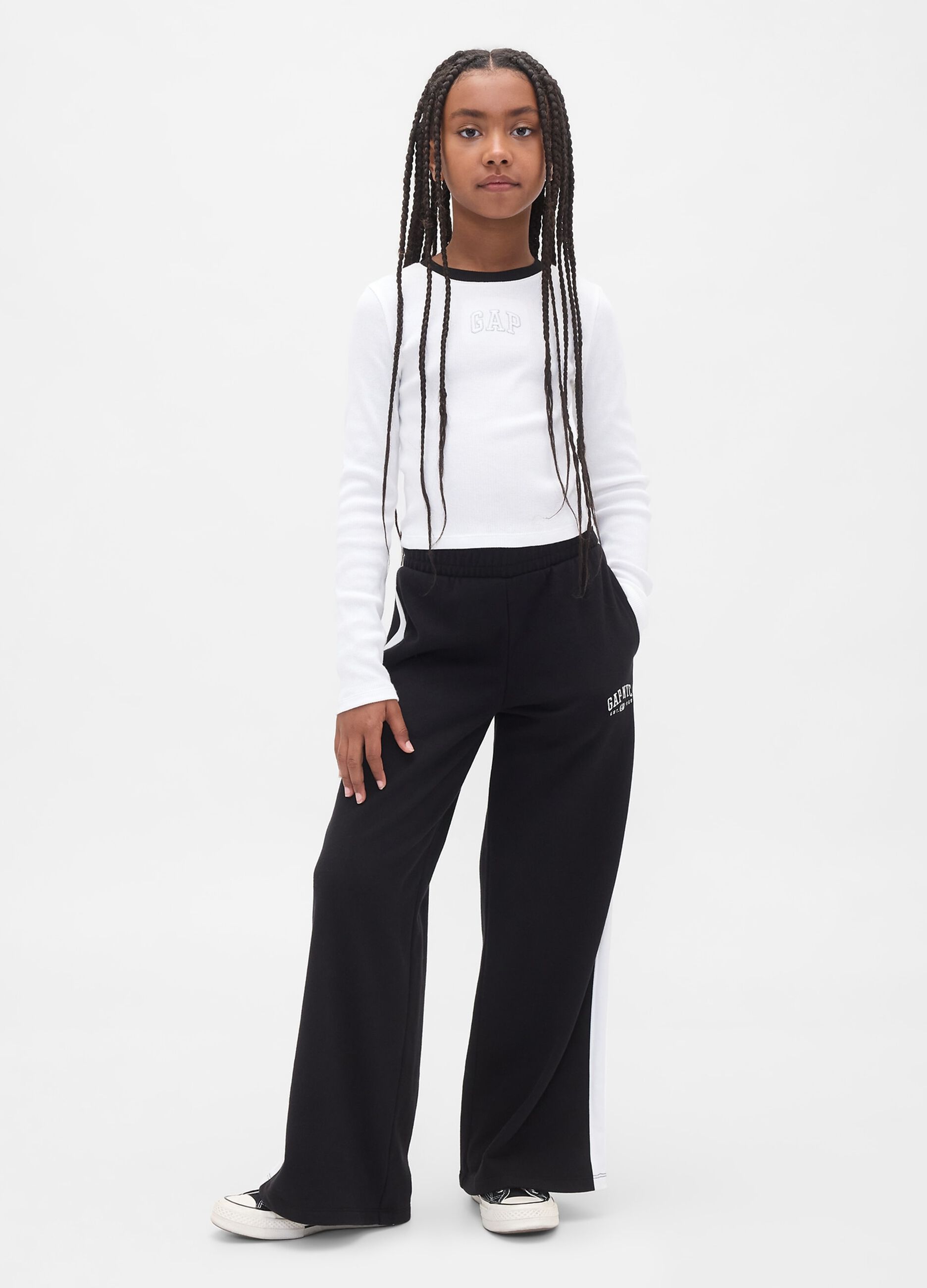 Girls' black trousers in pure cotton