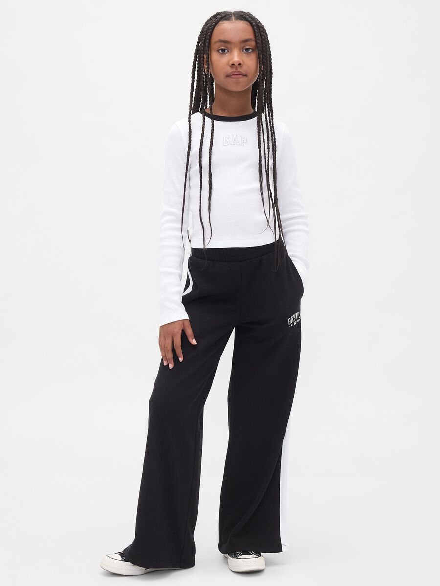 Girls' black trousers in pure cotton_0