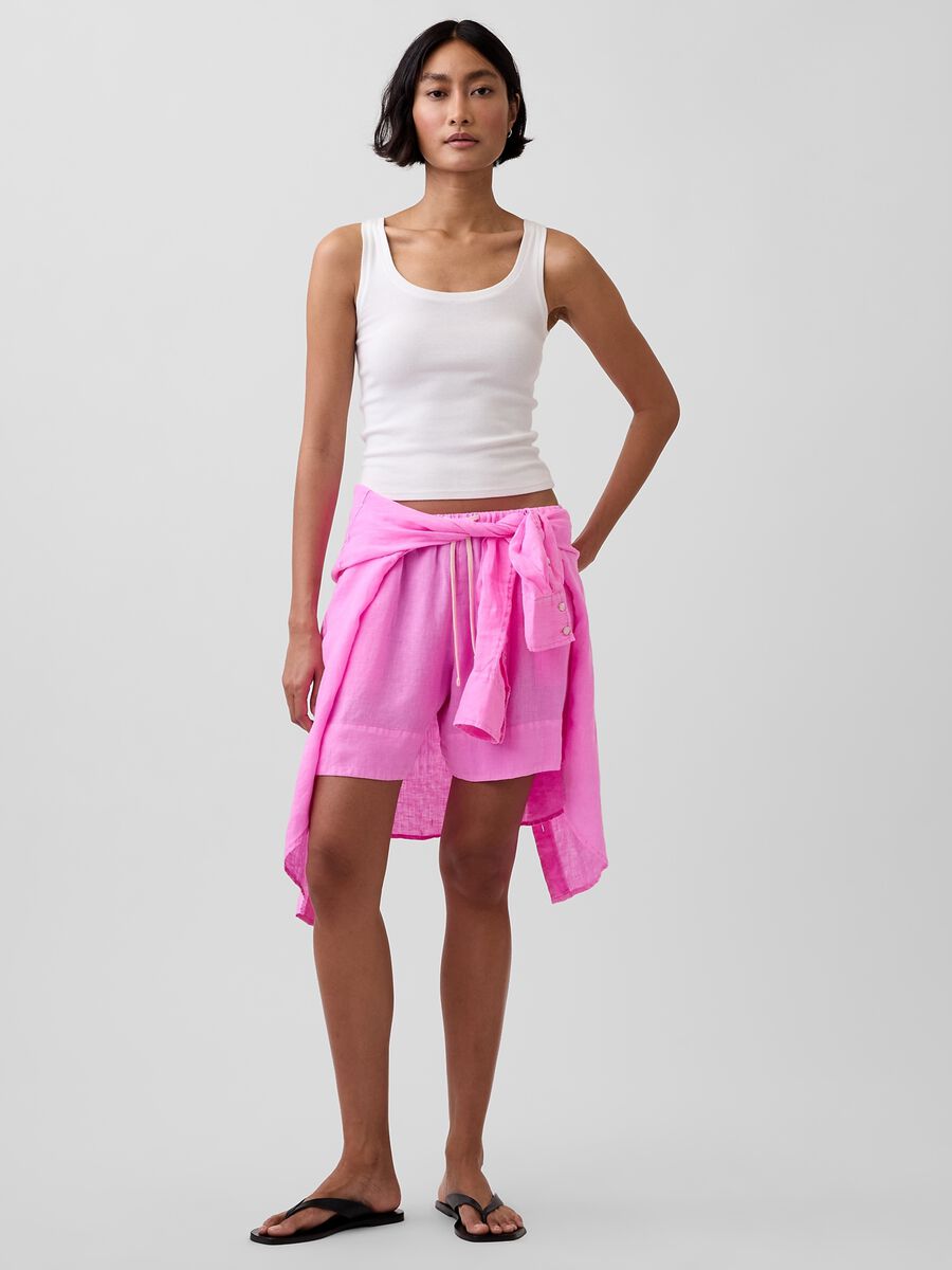 Pure linen shorts with elasticated waist_4