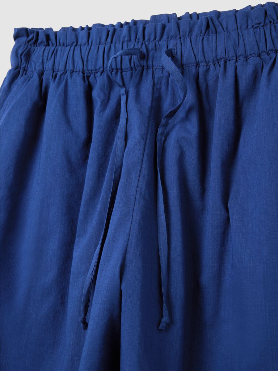 Women's blue pure cotton shorts with regular fit_5