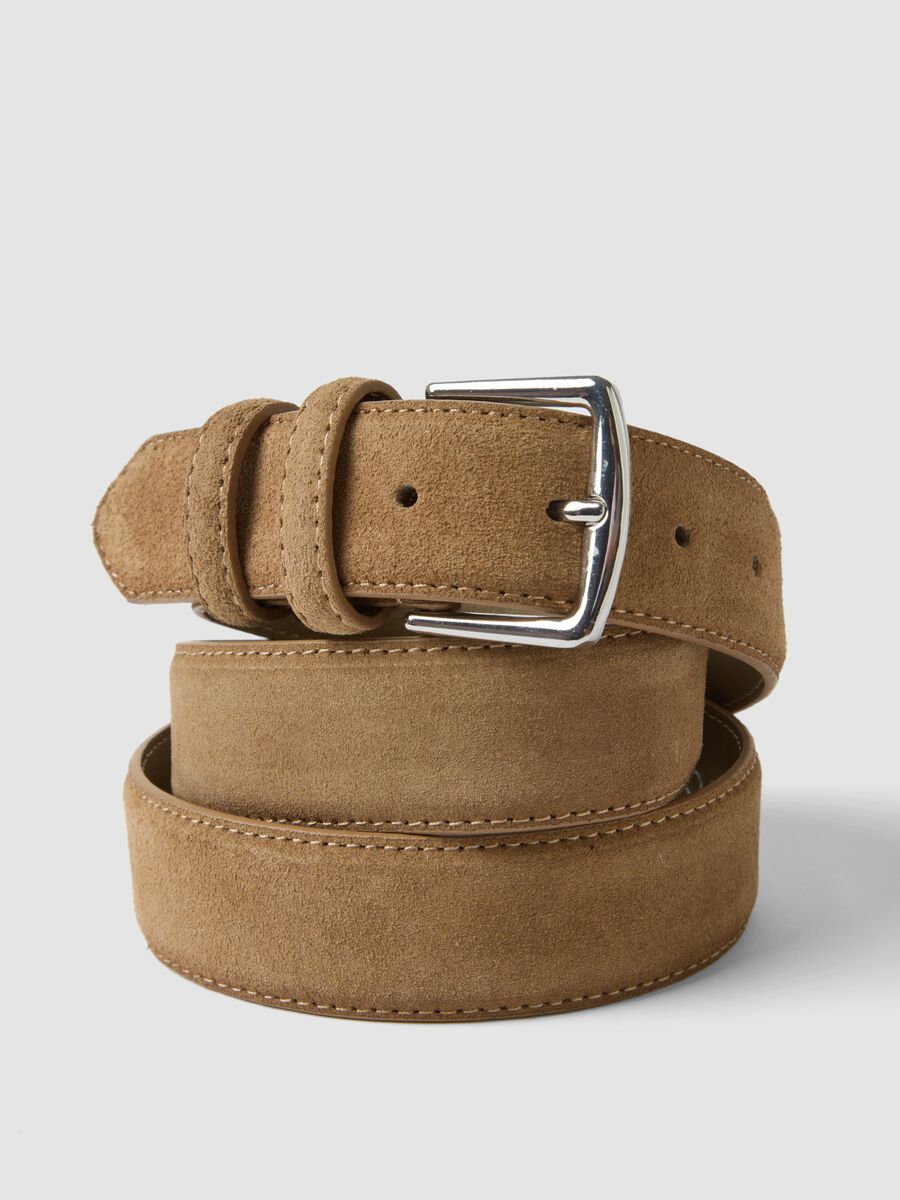 Cintura beige in vera pelle scamosciata_2