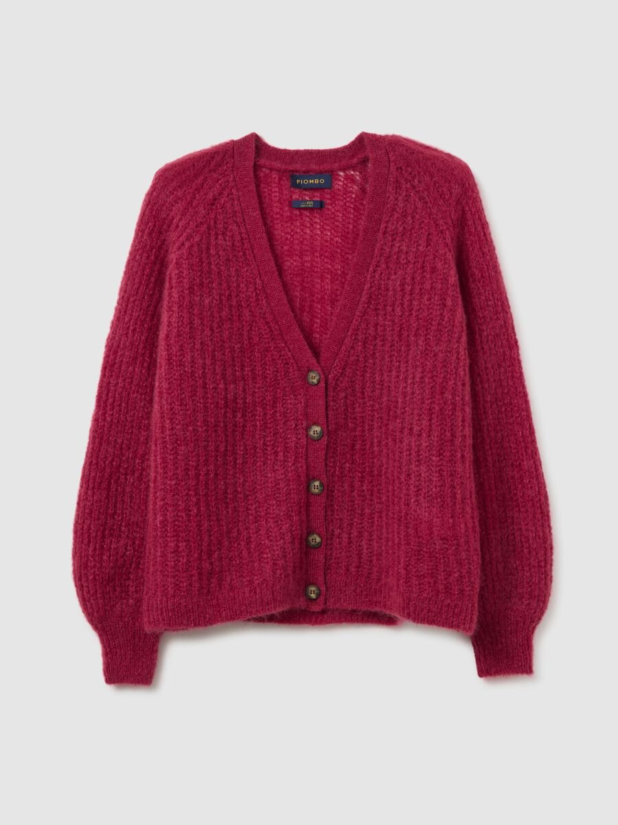 Cardigan deep V rosso vestibilità oversize_4