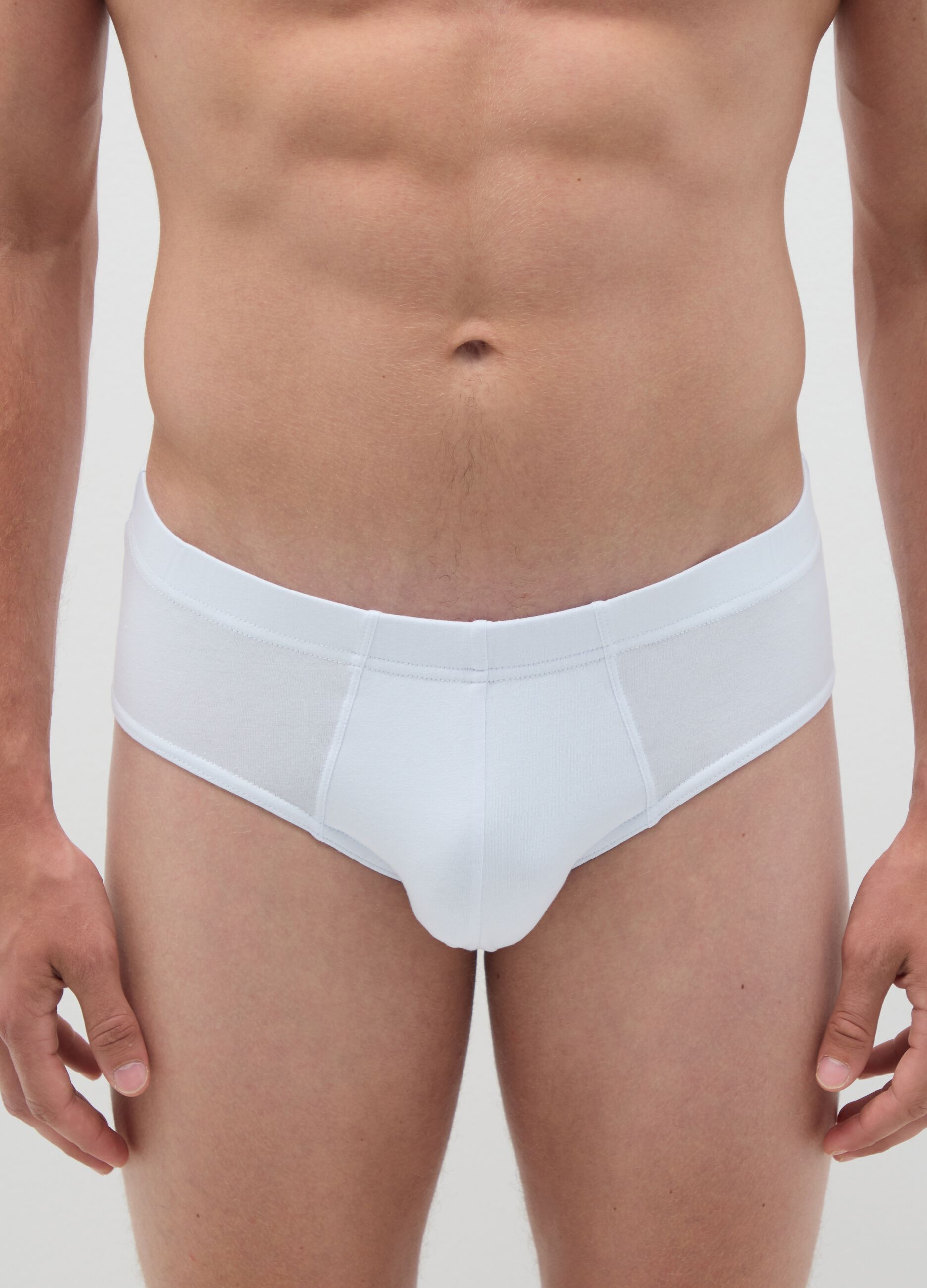 Regular fit white cotton briefs