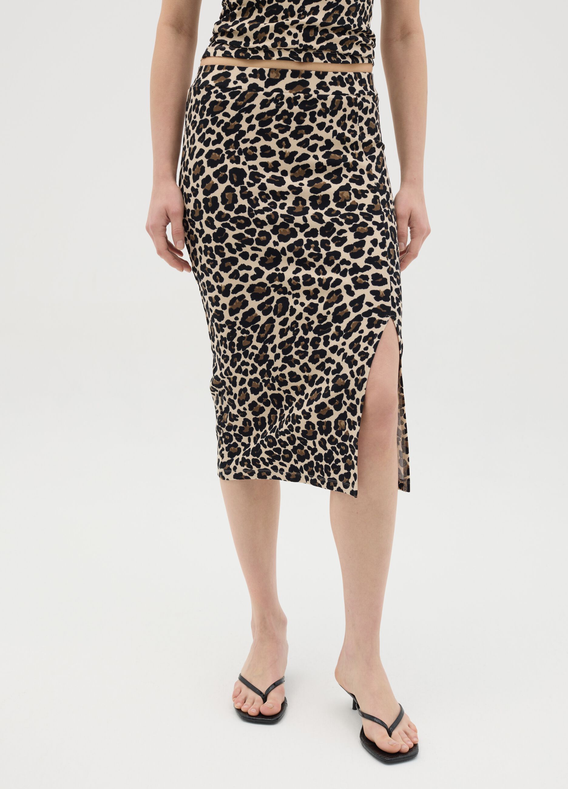 Gonna midi da donna multicolor regular fit con spacco