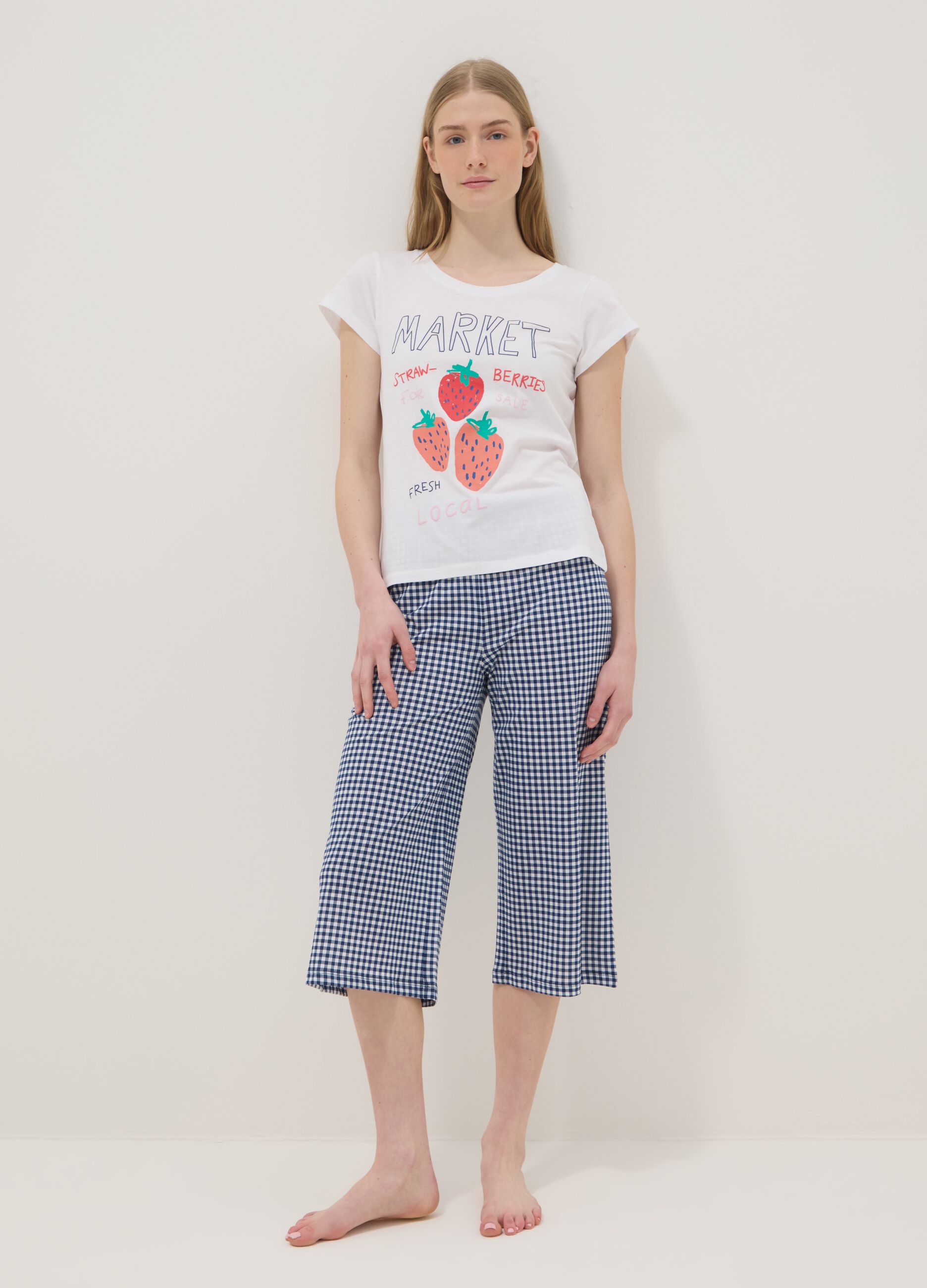 Multicolour check pure cotton pyjama shorts regular fit