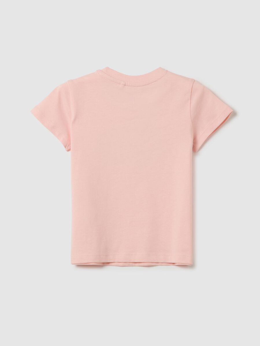 Girls' pink pure cotton regular fit T-shirt with print_1