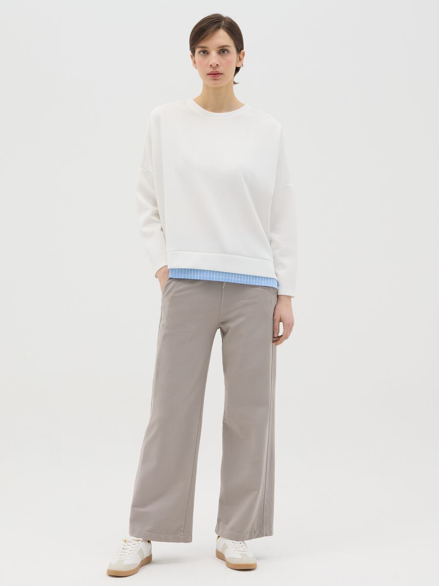 Beige fluid trousers with wide leg_0