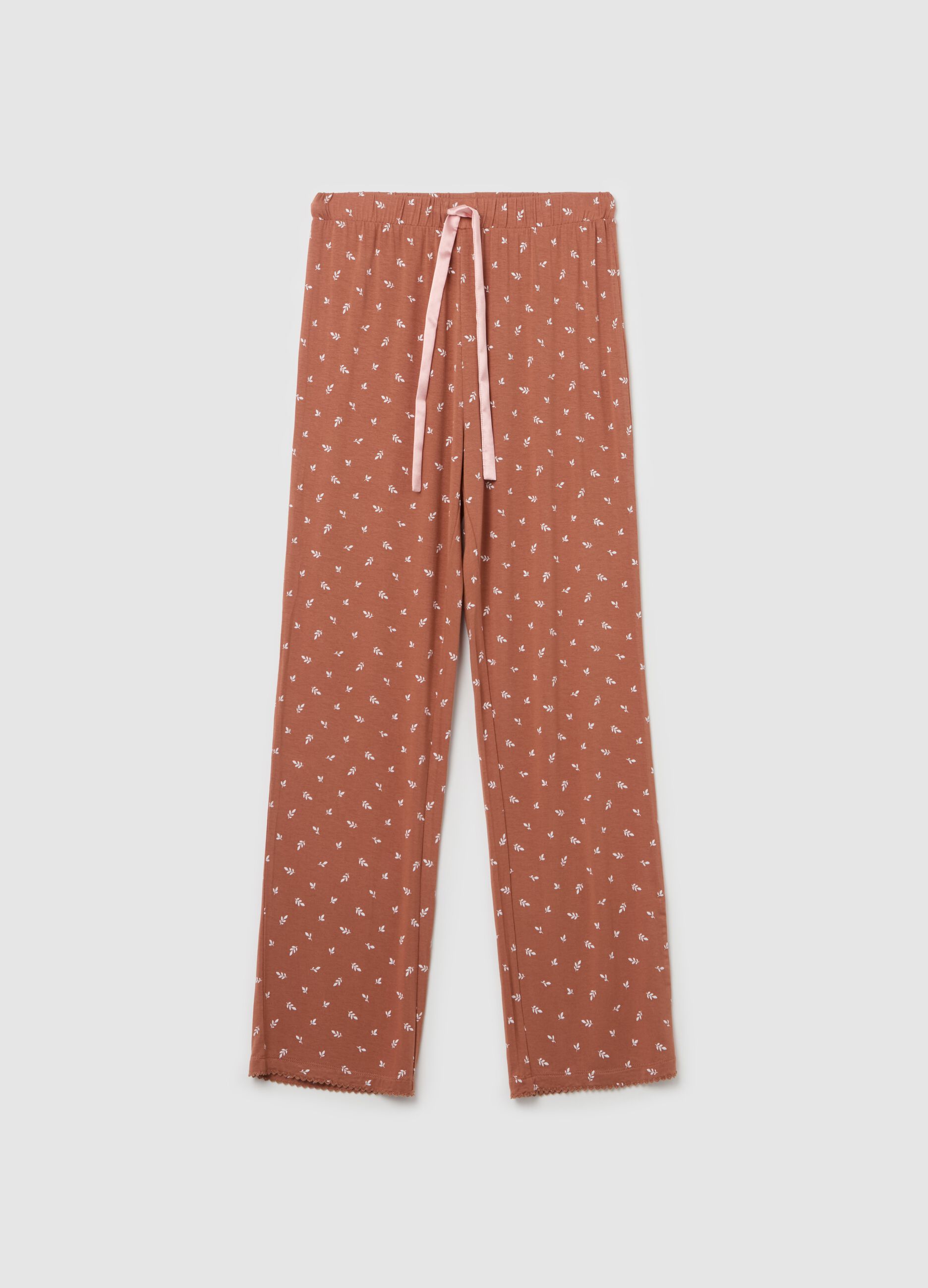 Pantalone pigiama stampa foglioline