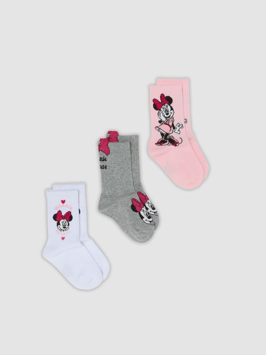 Tripack di calze midi in cotone organico elasticizzato con fantasia Minnie_0