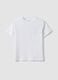 White pure cotton children's T-shirt, regular fit with pocket_0
