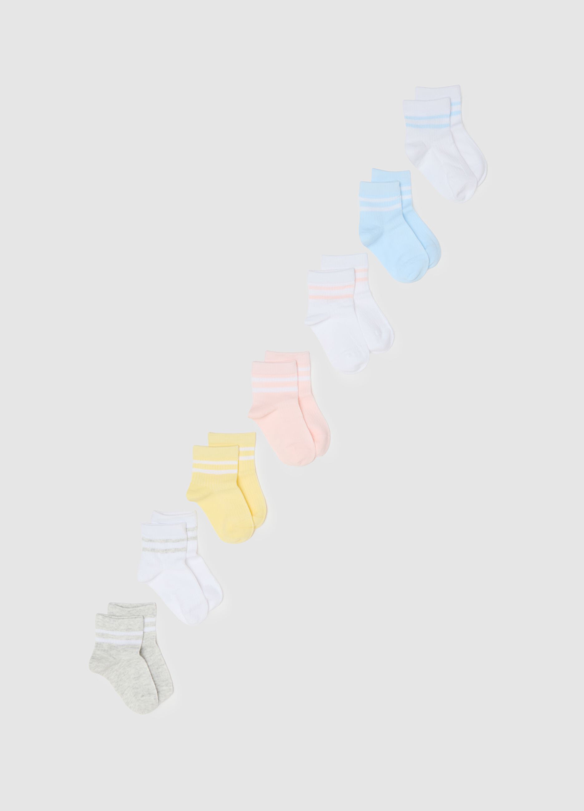 Multipack of short, stretch cotton socks in multicolour for girls