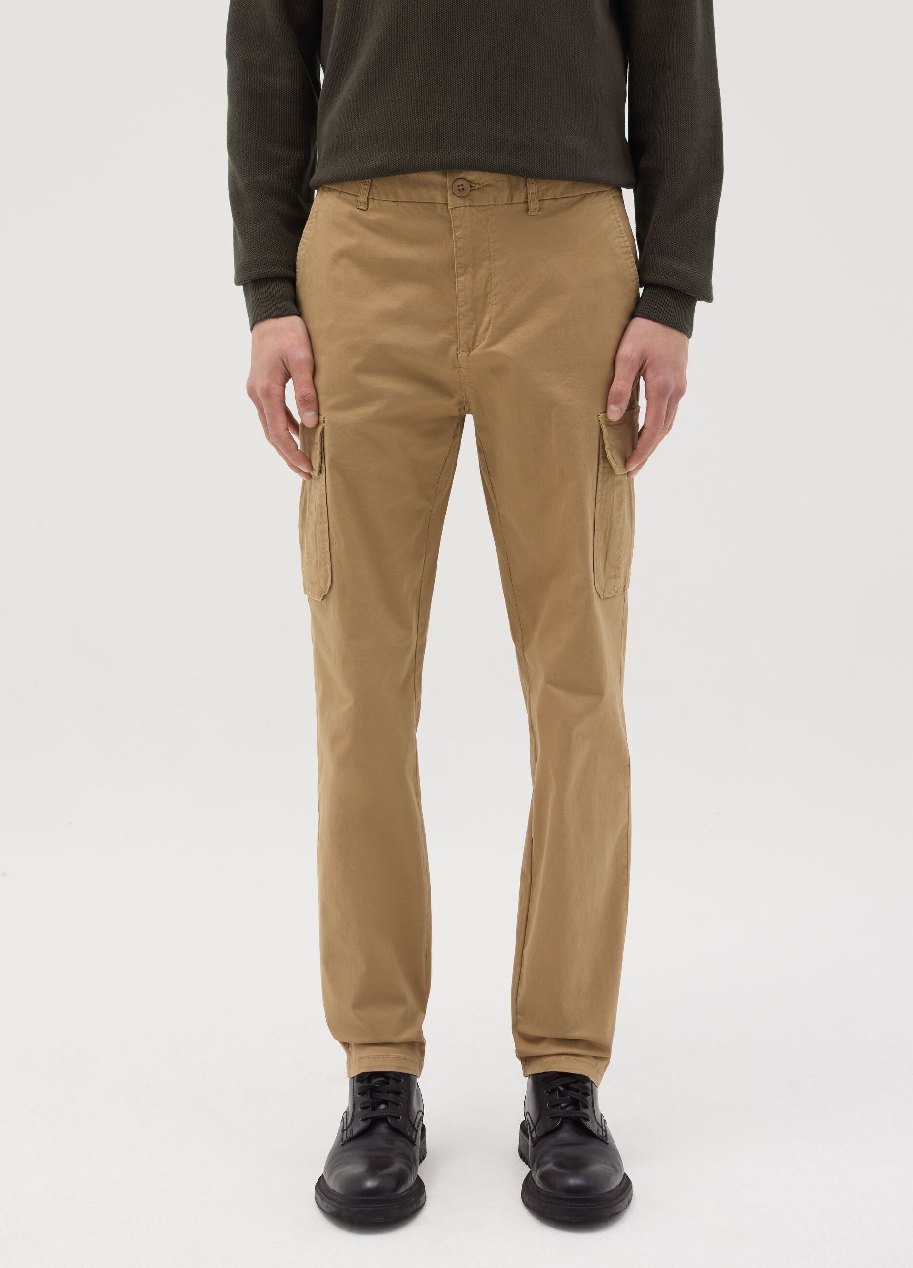 Pantalone cargo slim fit in cotone stretch