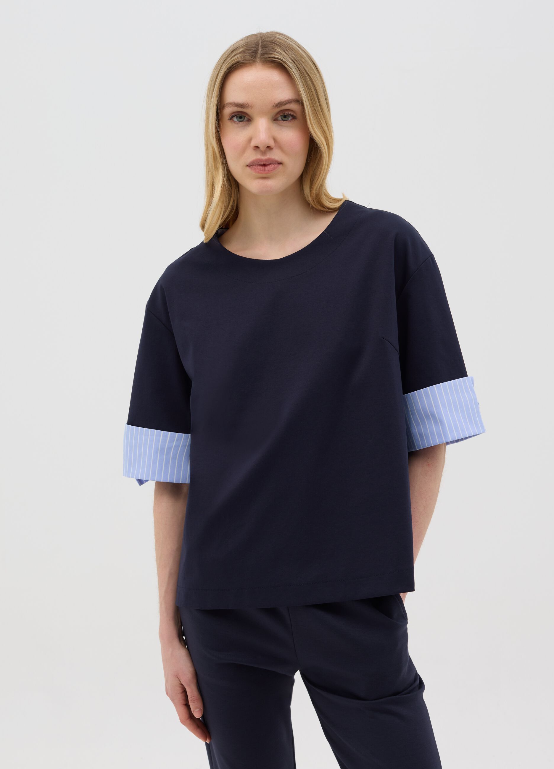 Blusa da donna in misto cotone multicolor regular fit