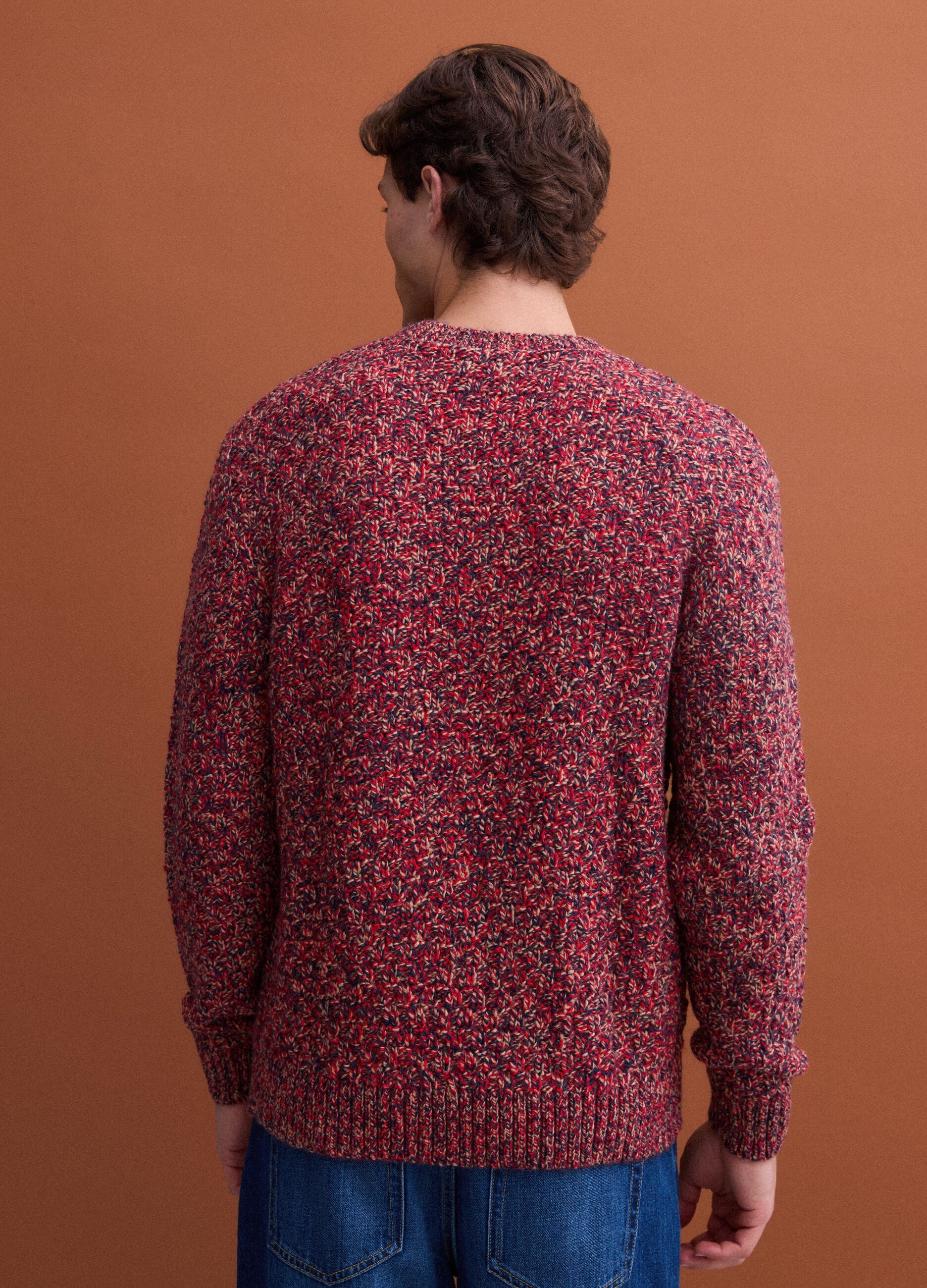 Multicolour regular-fit wool-blend crew-neck jumper