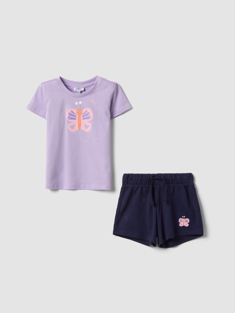 Set t-shirt shorts in puro cotone multicolor da bimba regular fit_0