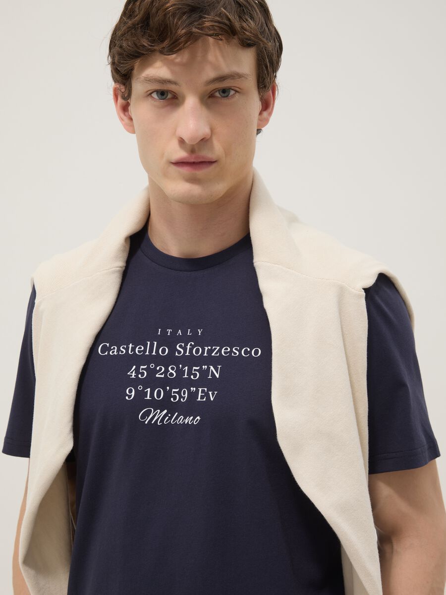 Blue short-sleeve pure cotton regular-fit T-shirt_0