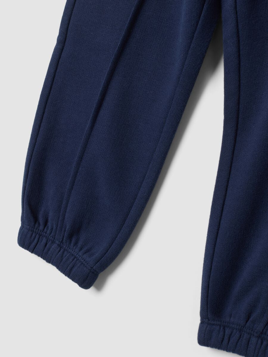 Pantaloni jogger blu notte in puro cotone_3