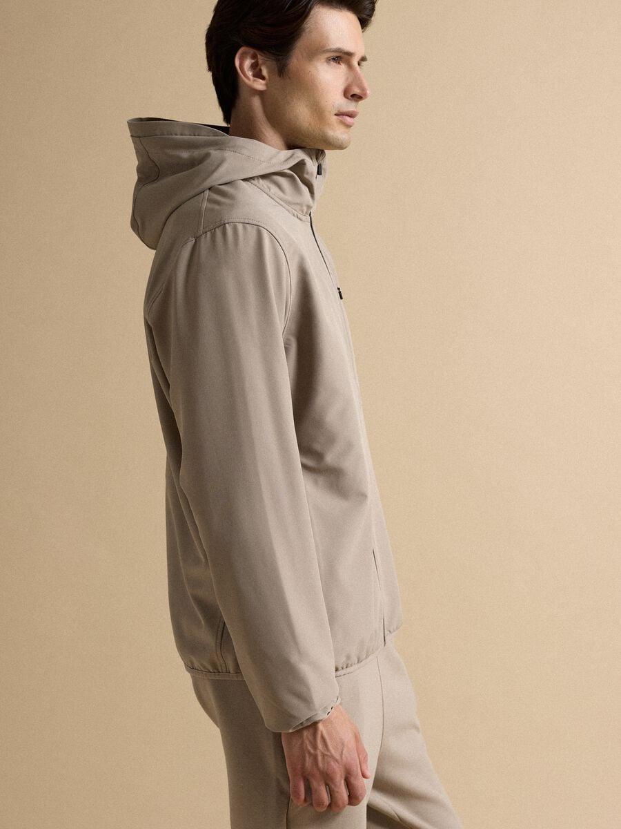 Giacca beige con cappuccio in tessuto elasticizzato regular fit_3