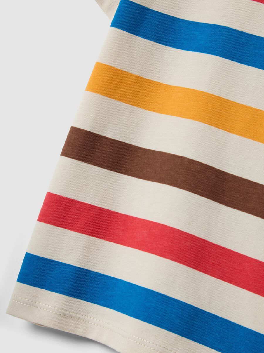 T-shirt beige a righe in puro cotone per bimbo regular fit_3
