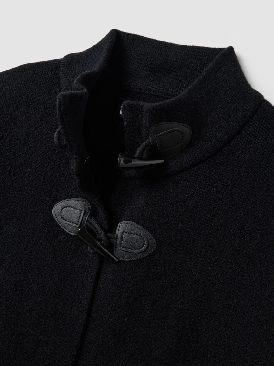 Cardigan nero in misto viscosa con alamari regular fit_1