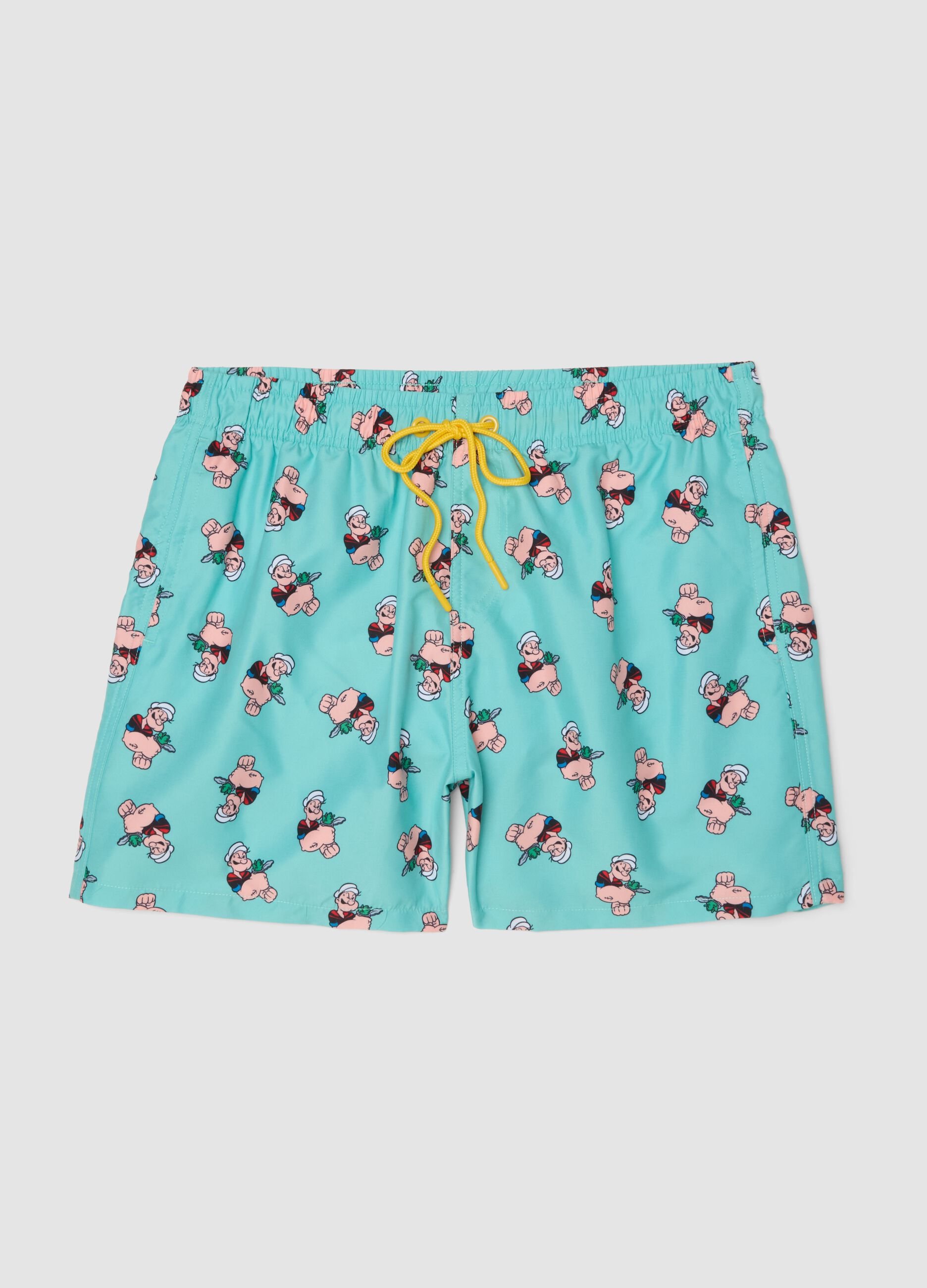 Blue Swim Shorts with Popeye Prints