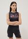Black stretch cotton tank top with animal print_0