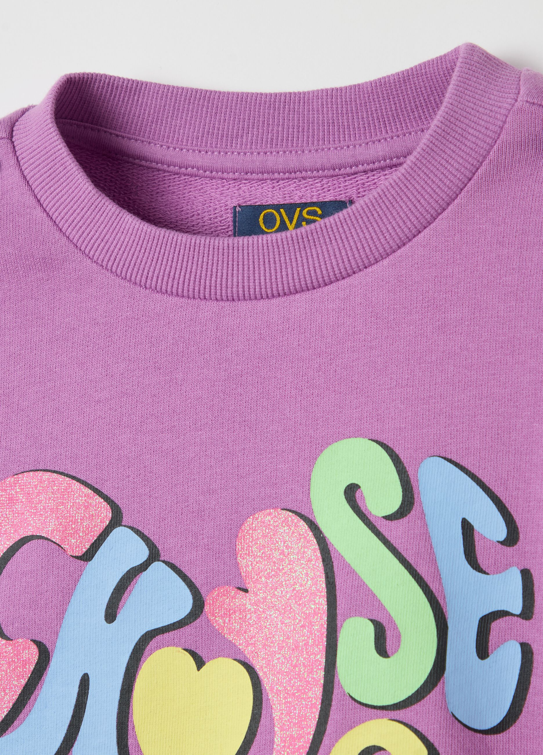 French terry sweatshirt with glitter print