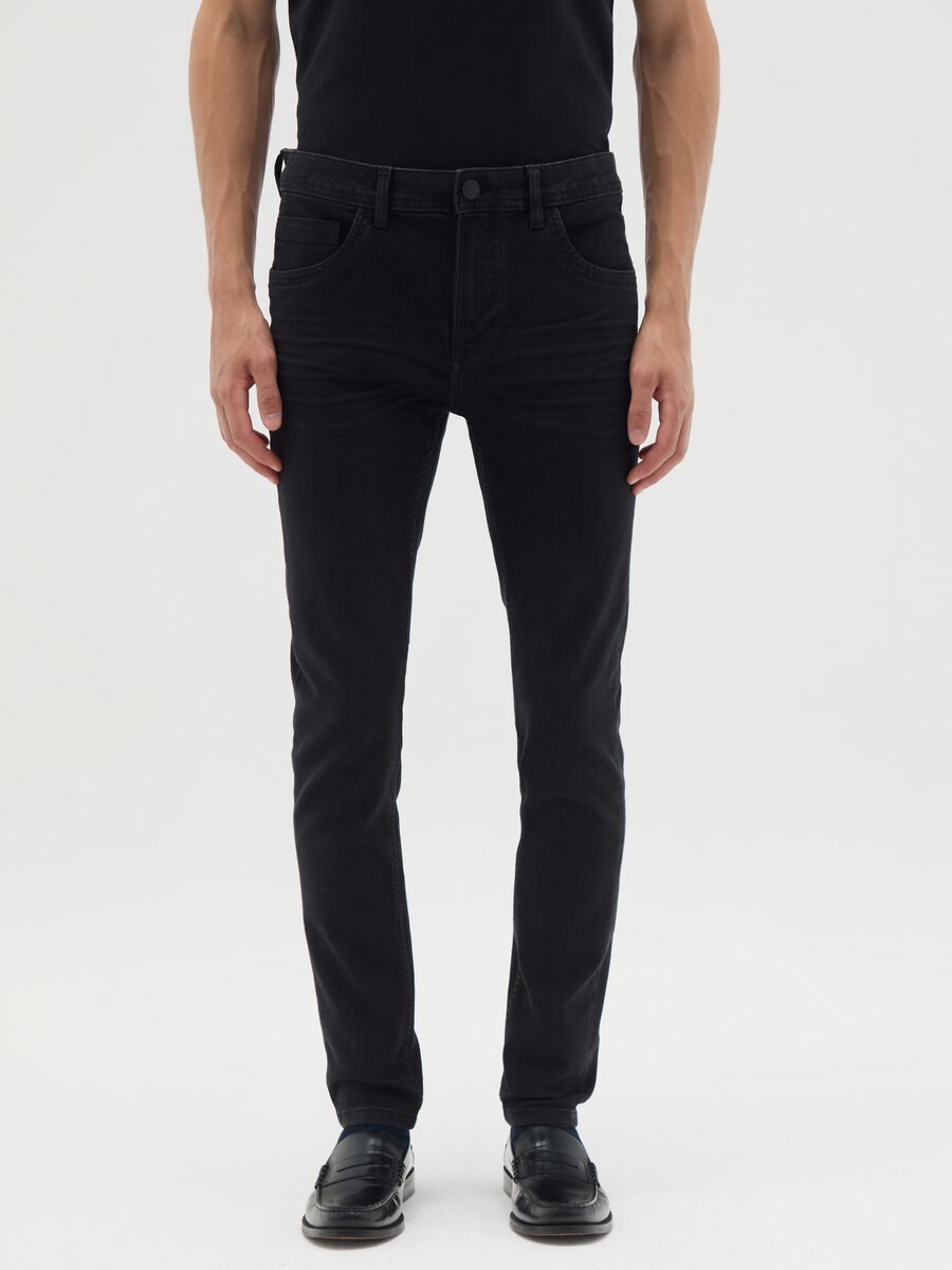 Men's Super Skinny Black Denim Jeans_1