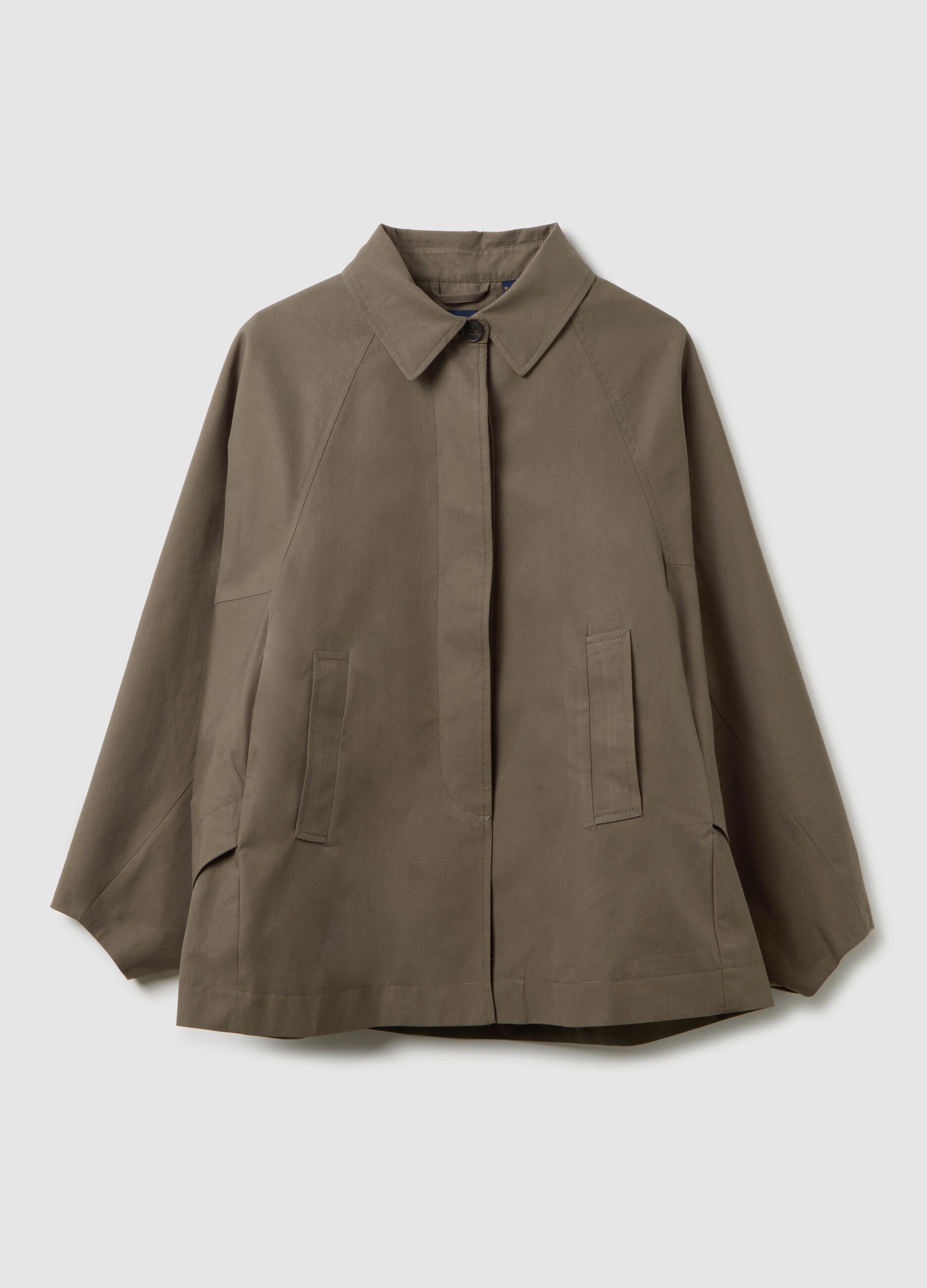 Brown cotton blend jacket with regular fit