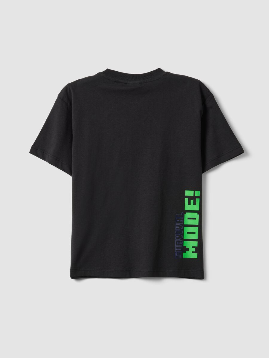 Kids&rsquo; black pure cotton Minecraft oversized-fit T-shirt_1