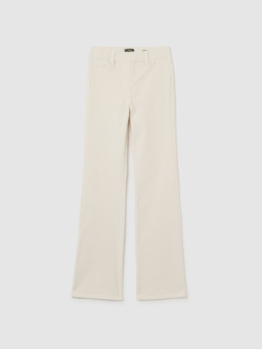 Treggings flare da ragazza in cotone elasticizzato bianchi_0