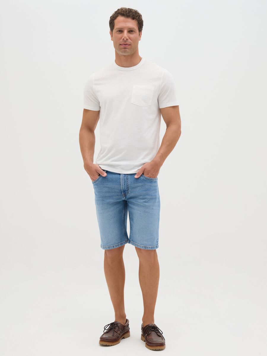 Men's white pure cotton T-shirt regular fit with pocket_2