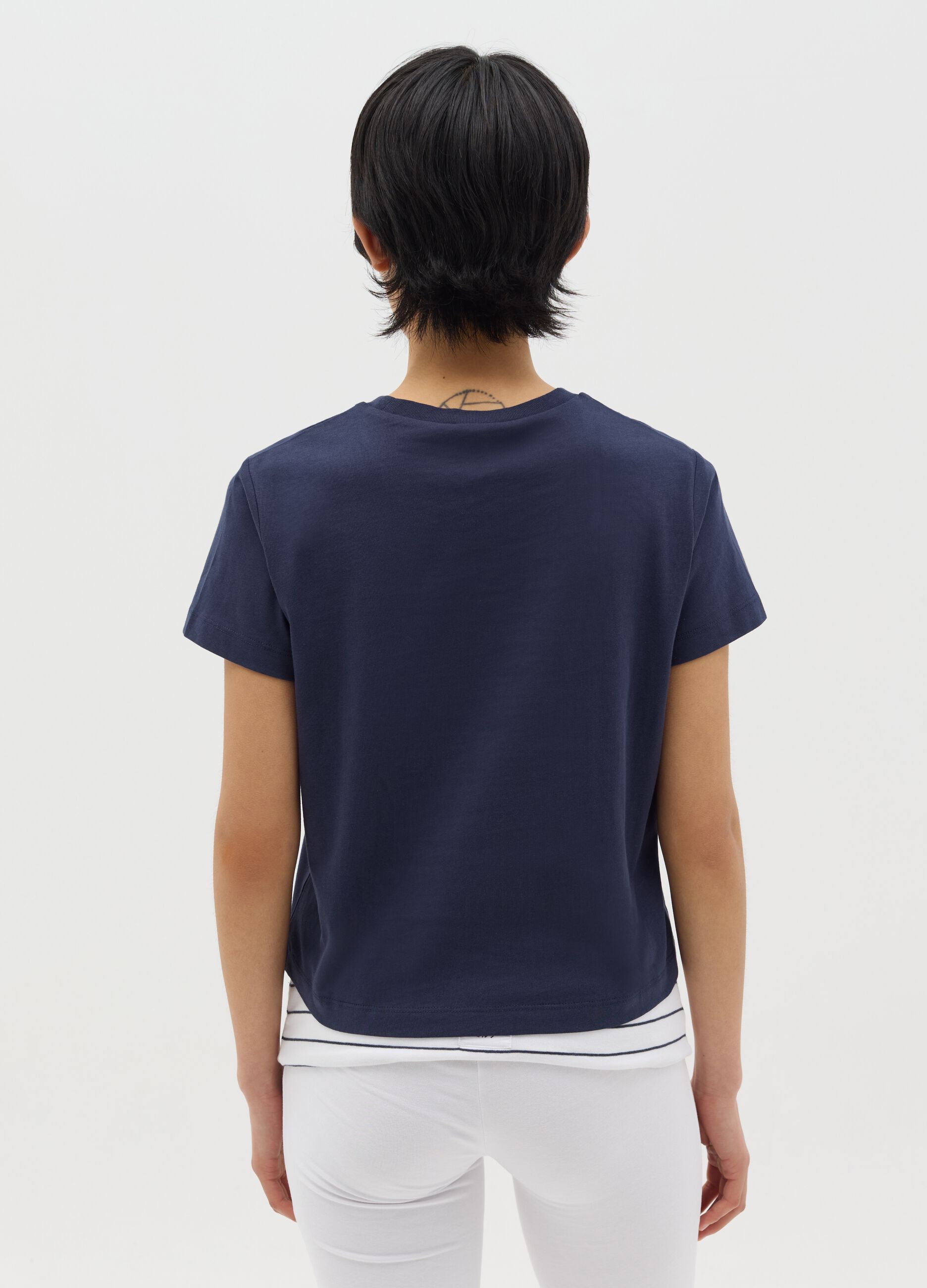 Blue boxy-fit T-shirt in cotton