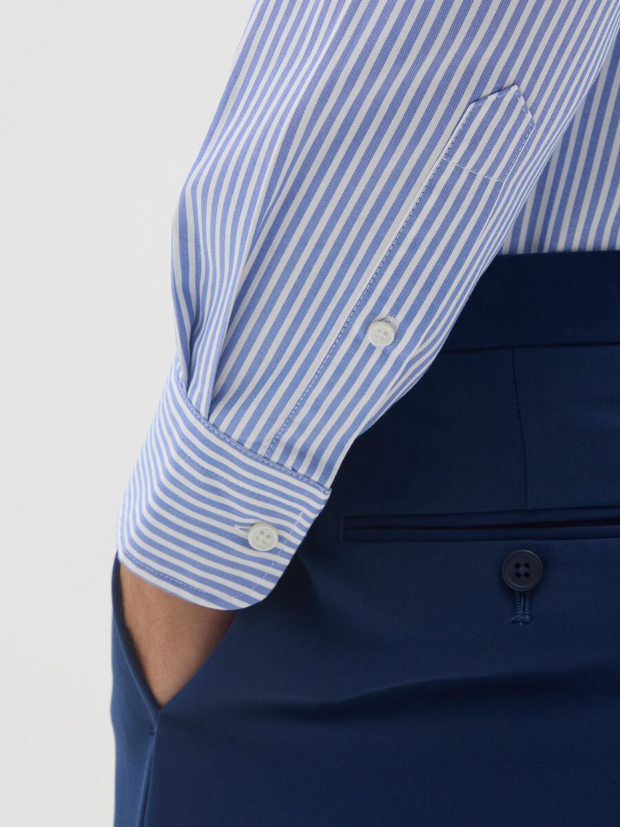 Multicolour easy iron striped cotton blend shirt_3