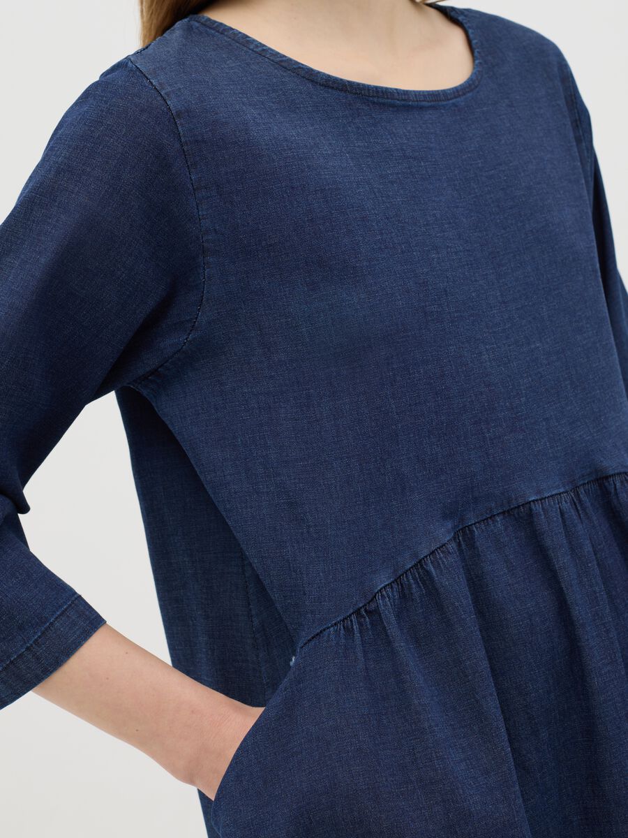 Hybrid Long Blue Dress in Stretch Cotton_2