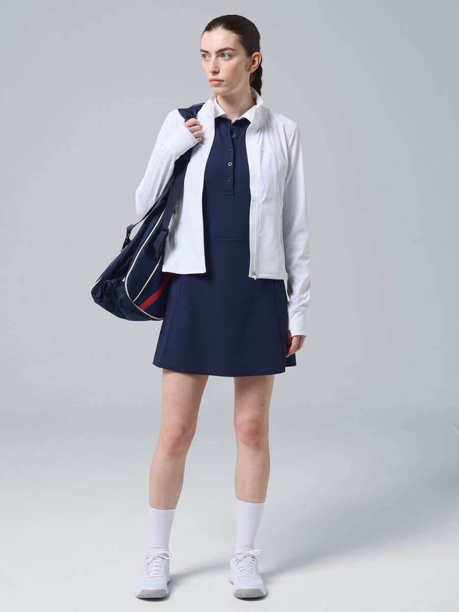 Felpa full zip ALTAVIA COURT bianca in tessuto tecnico elasticizzato_1