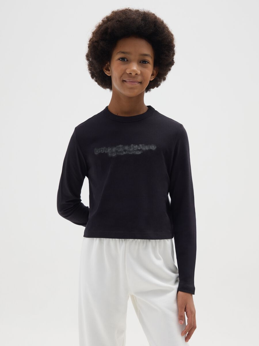 Girls' black pure cotton regular fit top with print_0