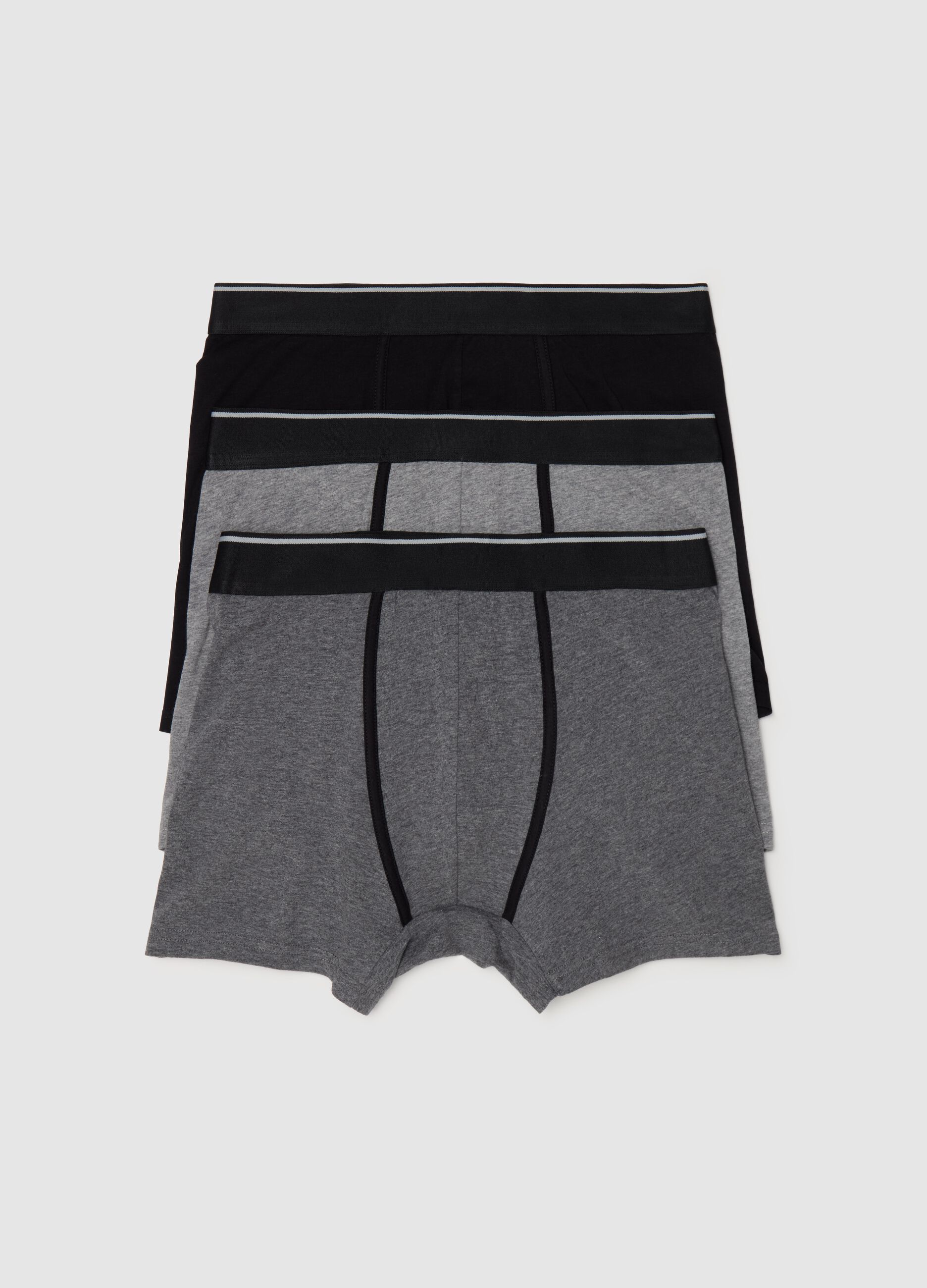 Three-pair pack midi boxer shorts in stretch cotton