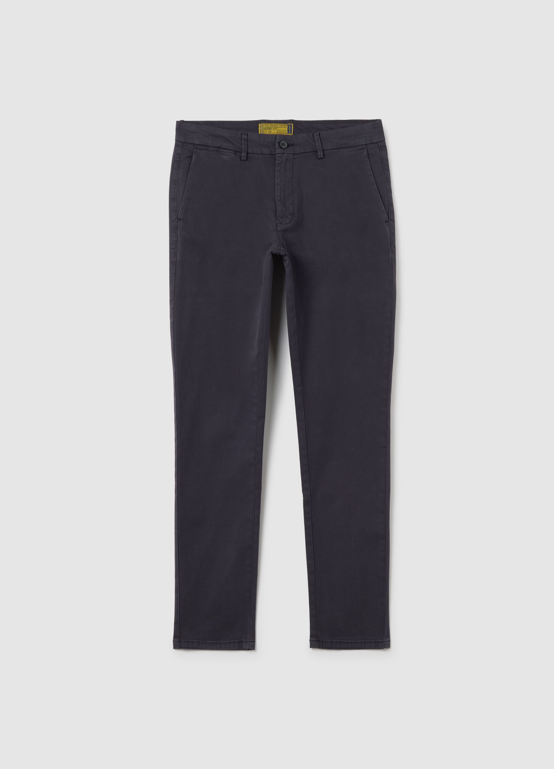 Blue Stretch Cotton Trousers Regular Fit