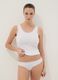 Regular fit white stretch cotton vest with lace trim_0
