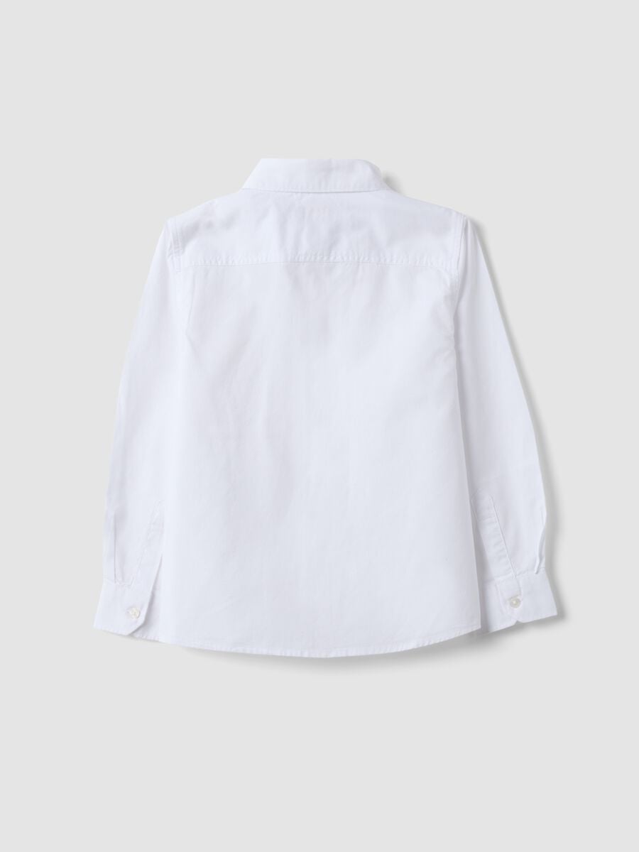White pure cotton Oxford shirt with classic collar for boys_1